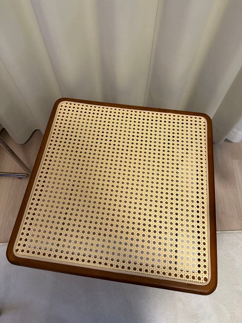 ラタン調　ツゲ材 ステンレス製木縁　ネストテーブル　caguuu