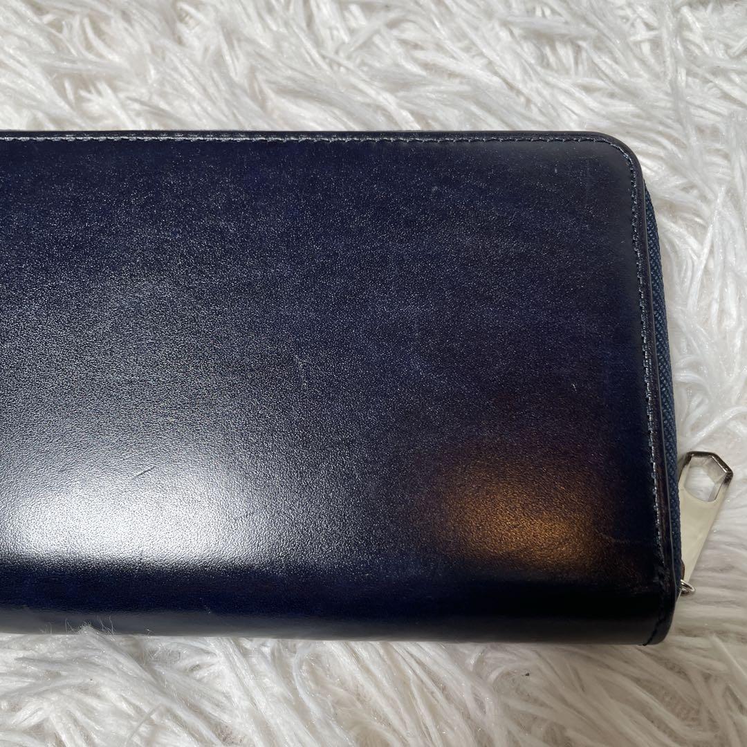 未使用　CYPRIS ラウンドファスナー　長財布　レザー　濃紺　ヌメ革