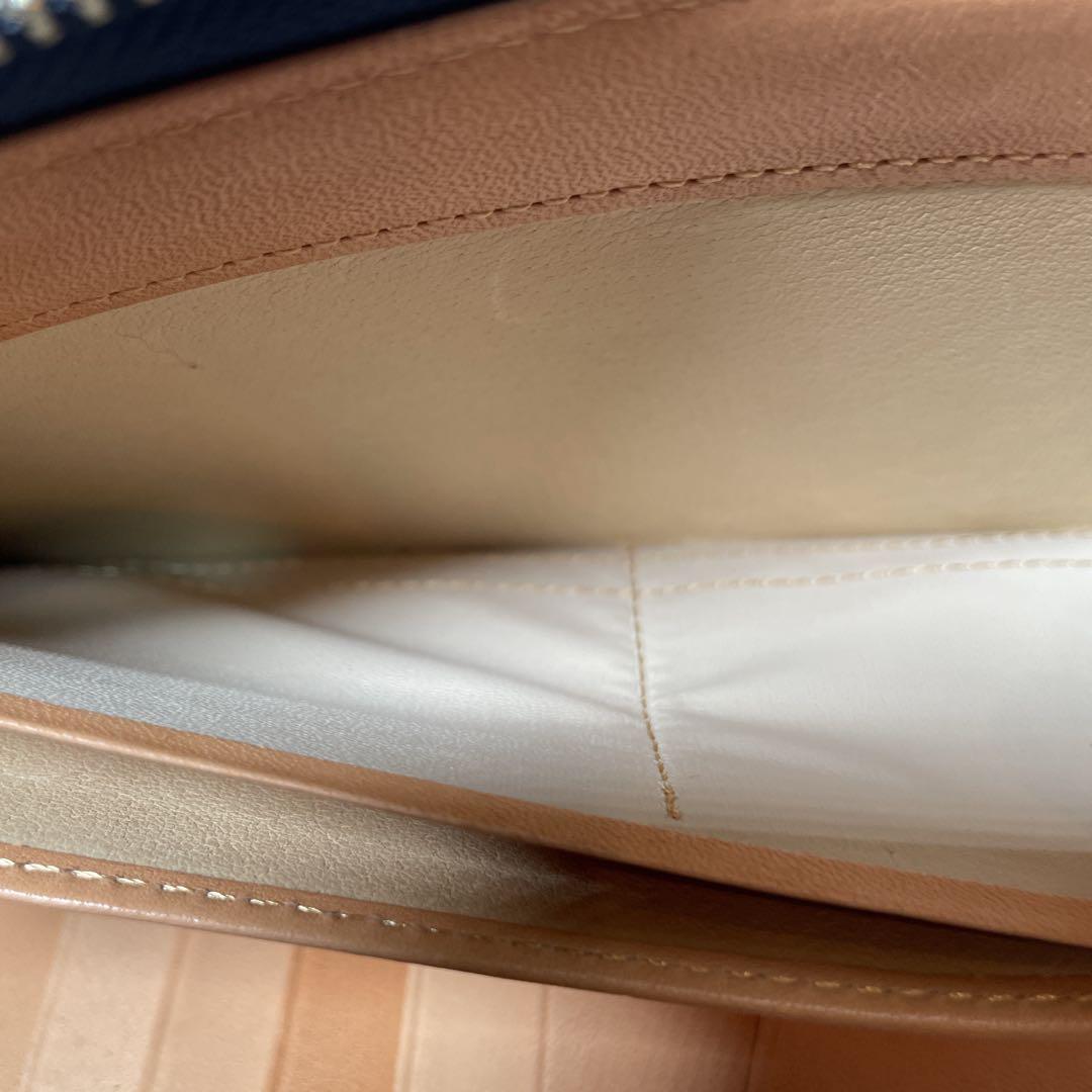 未使用　CYPRIS ラウンドファスナー　長財布　レザー　濃紺　ヌメ革