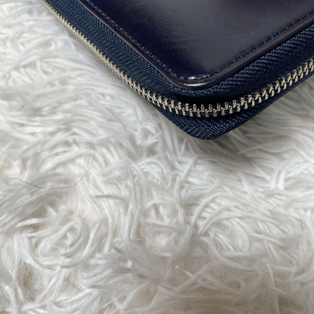 未使用　CYPRIS ラウンドファスナー　長財布　レザー　濃紺　ヌメ革