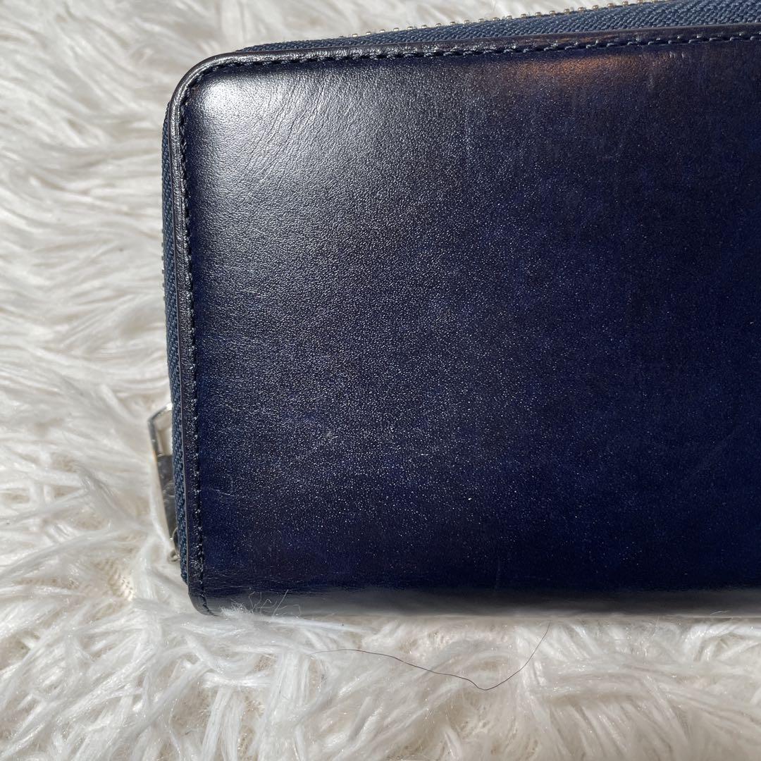 未使用　CYPRIS ラウンドファスナー　長財布　レザー　濃紺　ヌメ革