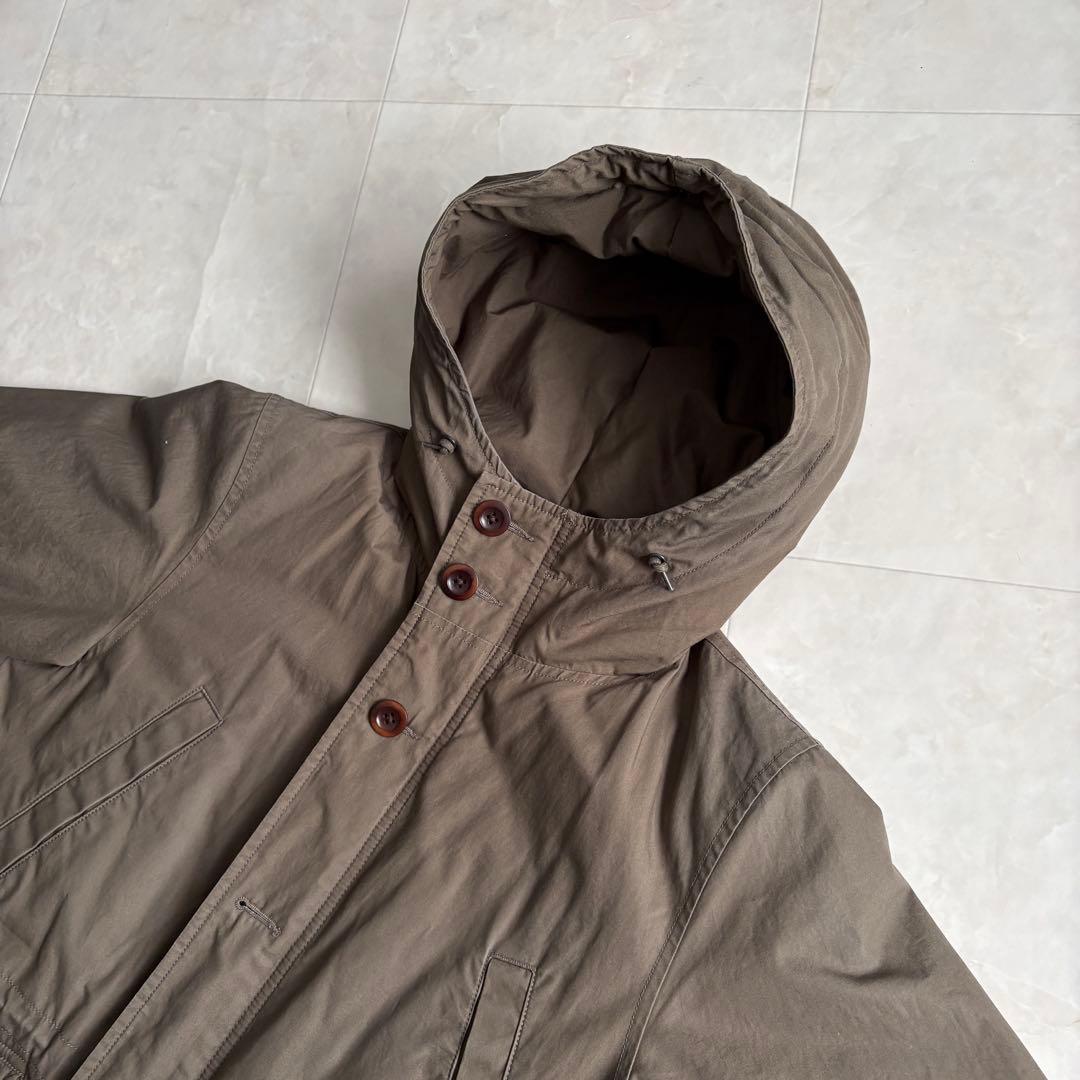 MHL. コットンシェル フードダウンロングコート 茶 II 中綿防寒