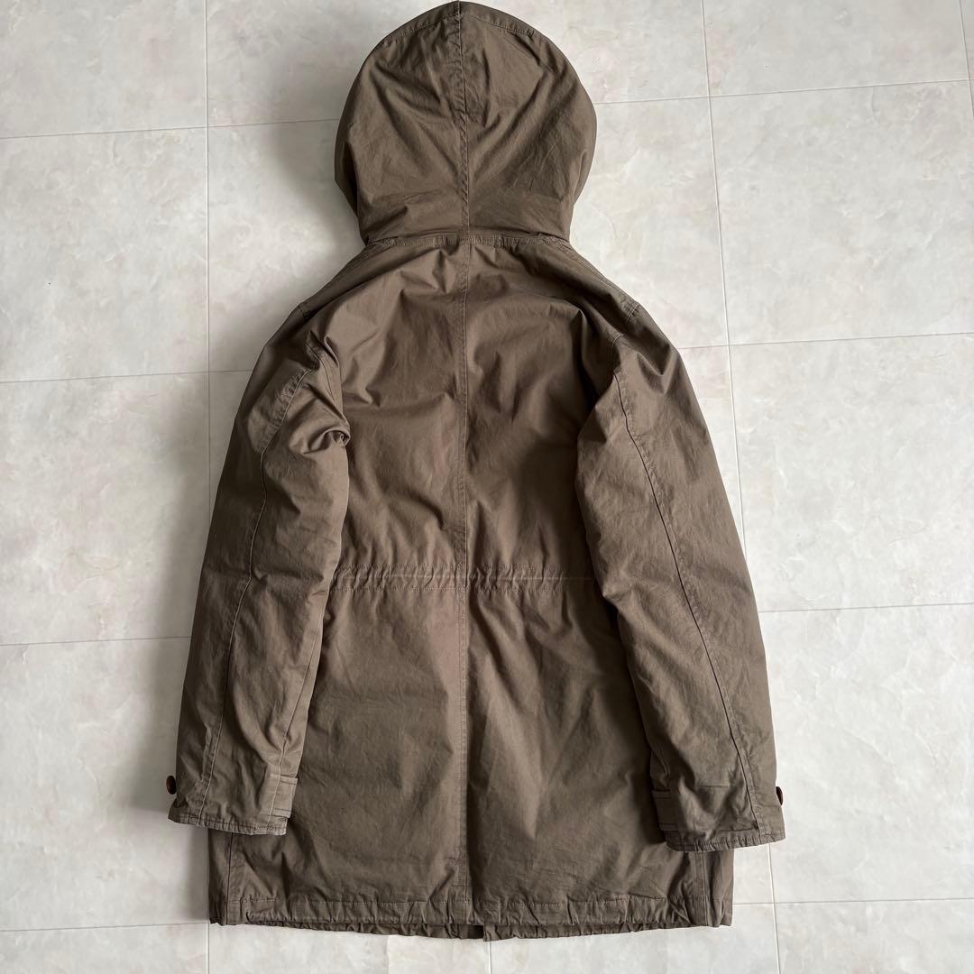 MHL. コットンシェル フードダウンロングコート 茶 II 中綿防寒