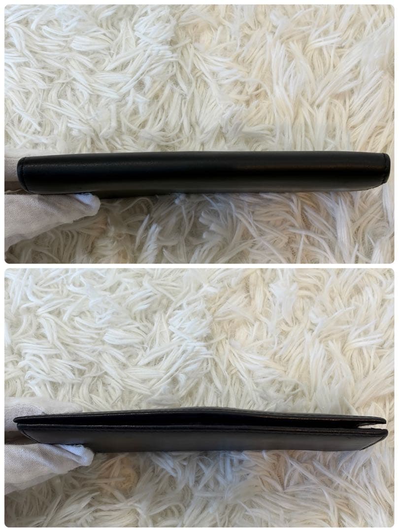 【美品】ポロラルフローレン ポロベア 長財布 オールレザー フラップ 薄型 黒