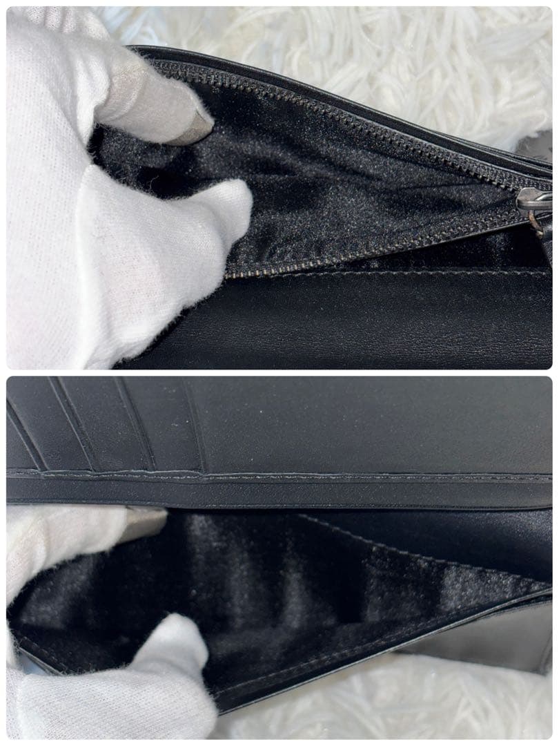 【美品】ポロラルフローレン ポロベア 長財布 オールレザー フラップ 薄型 黒