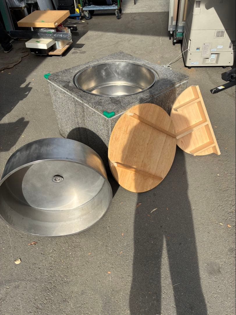 【超希少】特注ワンオフ 白御影石×オールステンレス 業務用大型釜セット