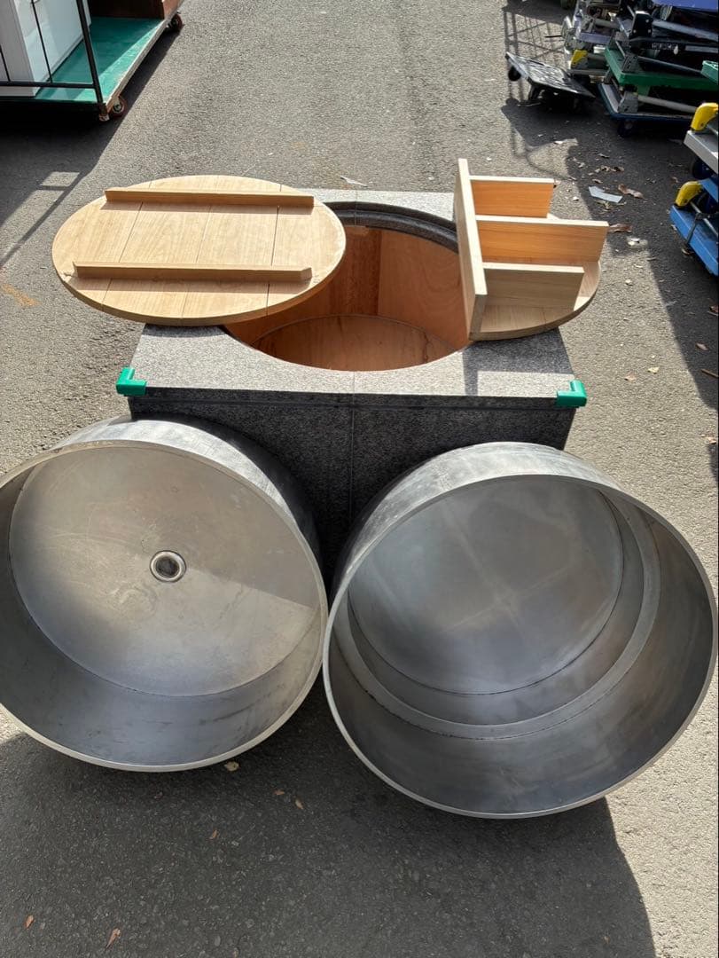 【超希少】特注ワンオフ 白御影石×オールステンレス 業務用大型釜セット