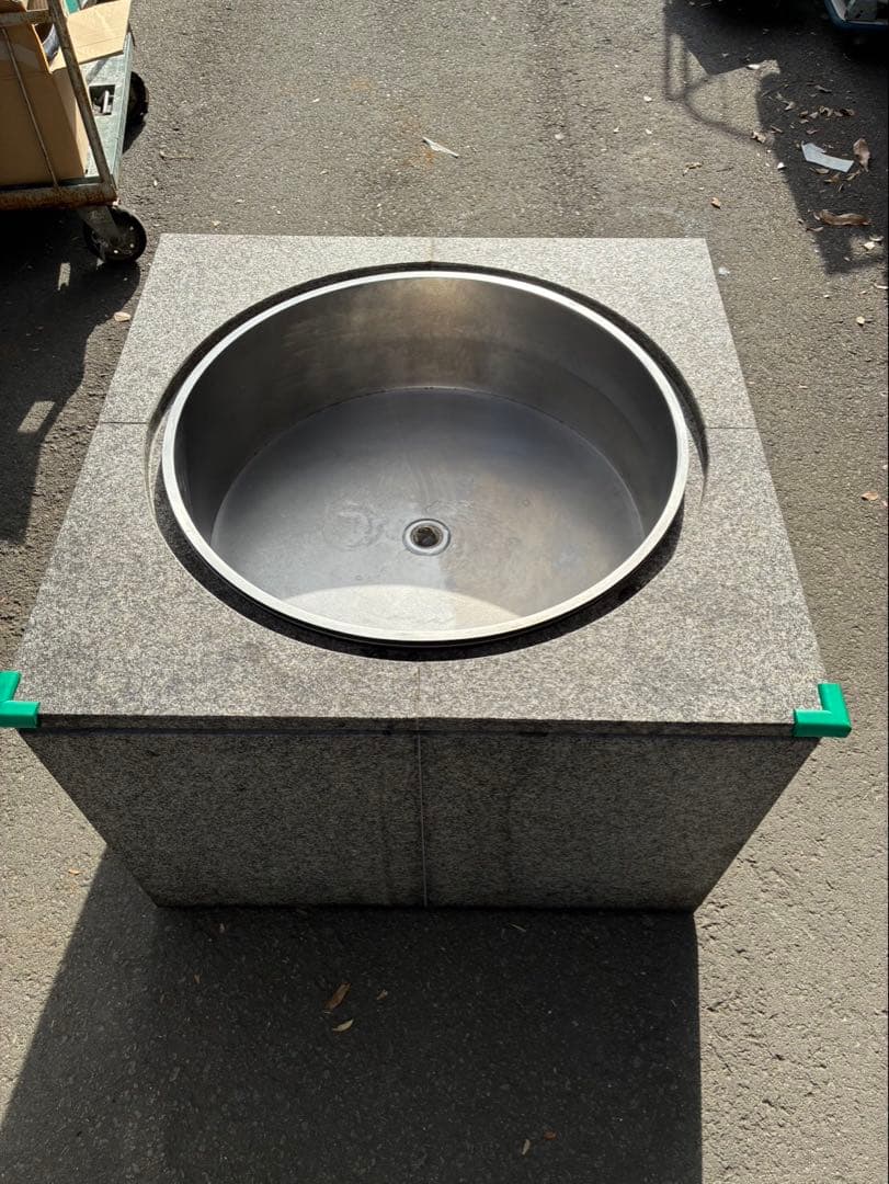 【超希少】特注ワンオフ 白御影石×オールステンレス 業務用大型釜セット