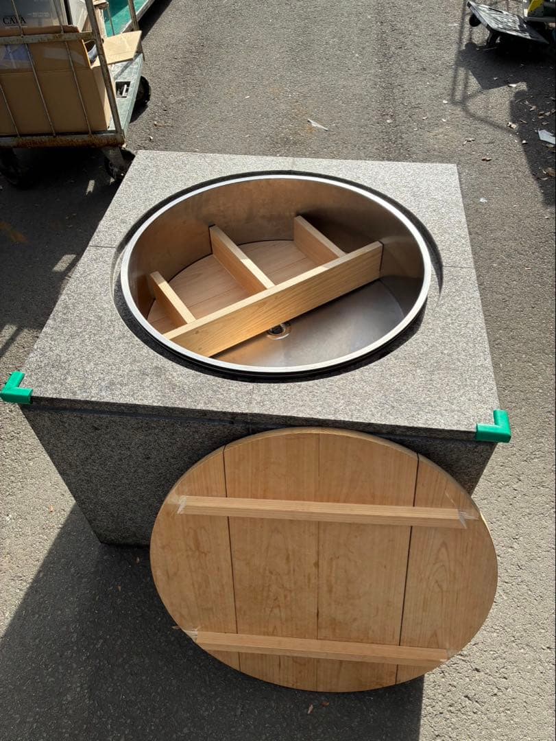 【超希少】特注ワンオフ 白御影石×オールステンレス 業務用大型釜セット