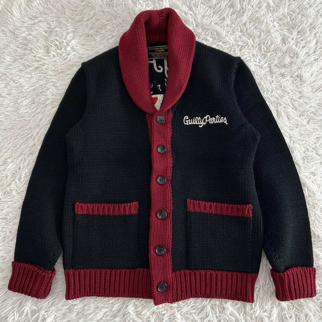 超レア✨ 最高のカラー配色&バック刺繍 ワコマリア ニット カーディガン M