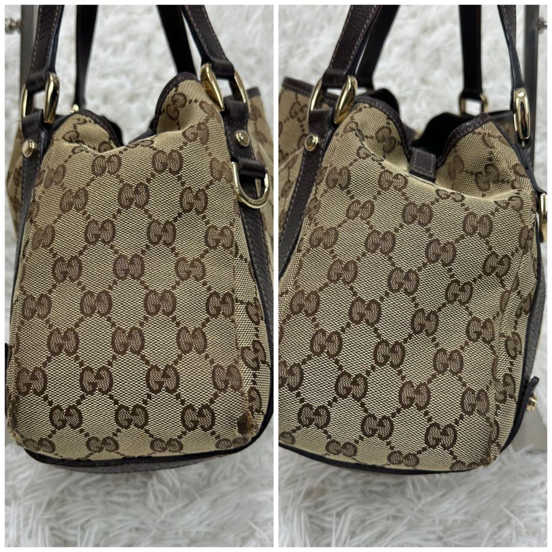 希少【GUCCI】アビー GGキャンバス レザー トートバッグ 大容量 廃盤品