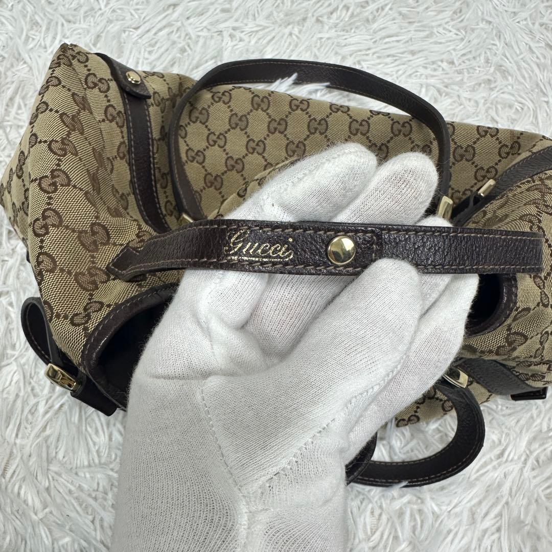 希少【GUCCI】アビー GGキャンバス レザー トートバッグ 大容量 廃盤品