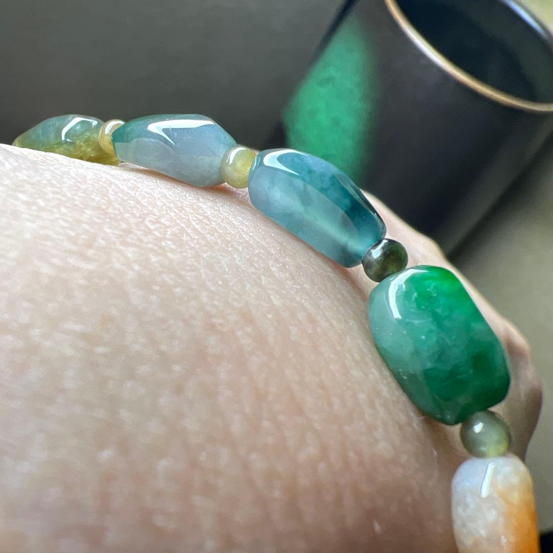 本翡翠、純天然A貨原石ブレスレット