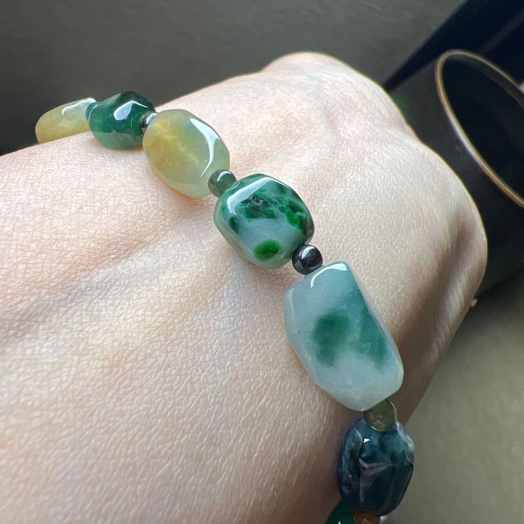 本翡翠、純天然A貨原石ブレスレット