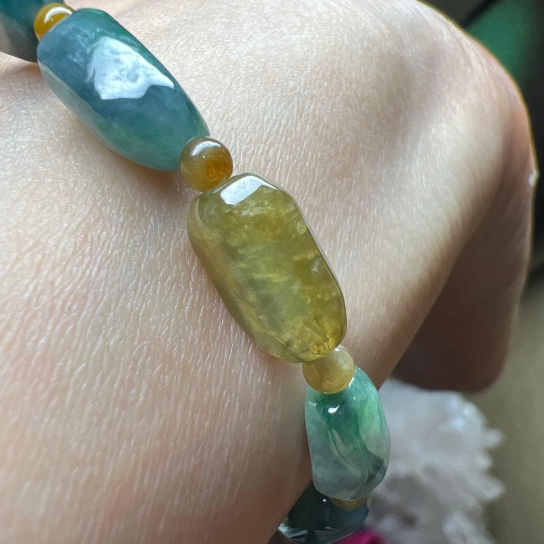 本翡翠、純天然A貨原石ブレスレット