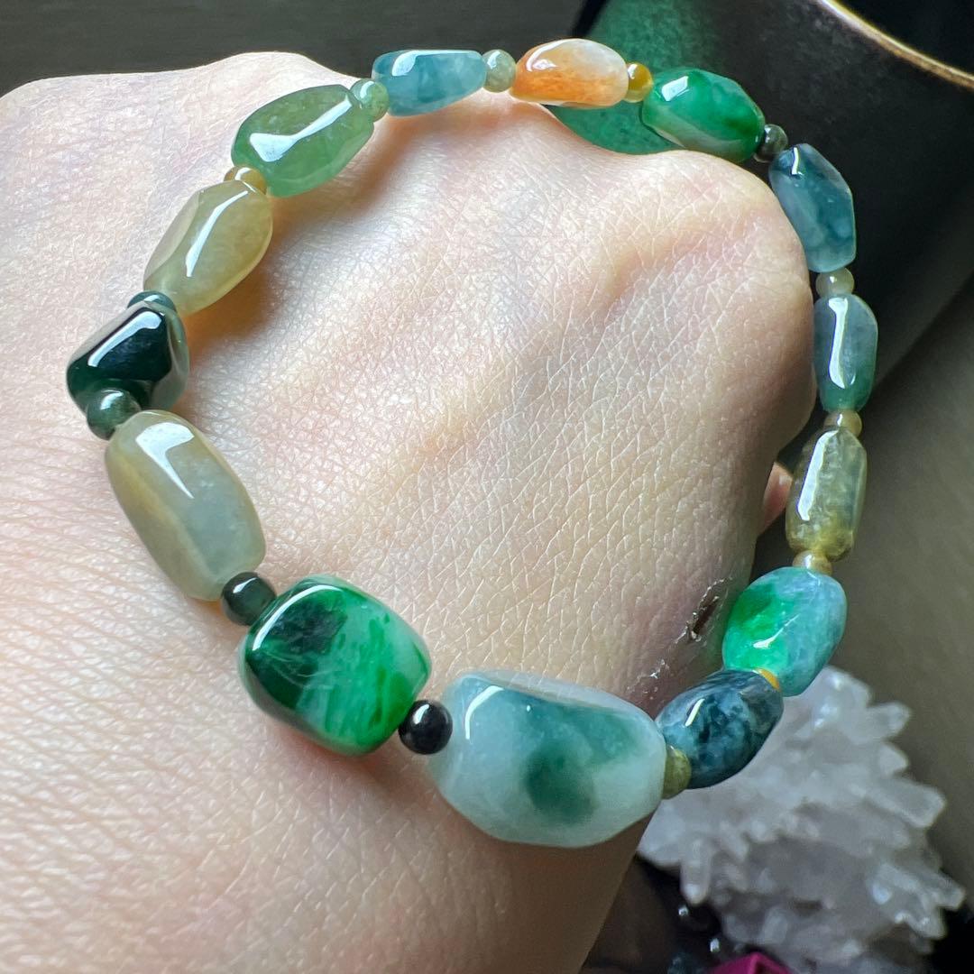 本翡翠、純天然A貨原石ブレスレット