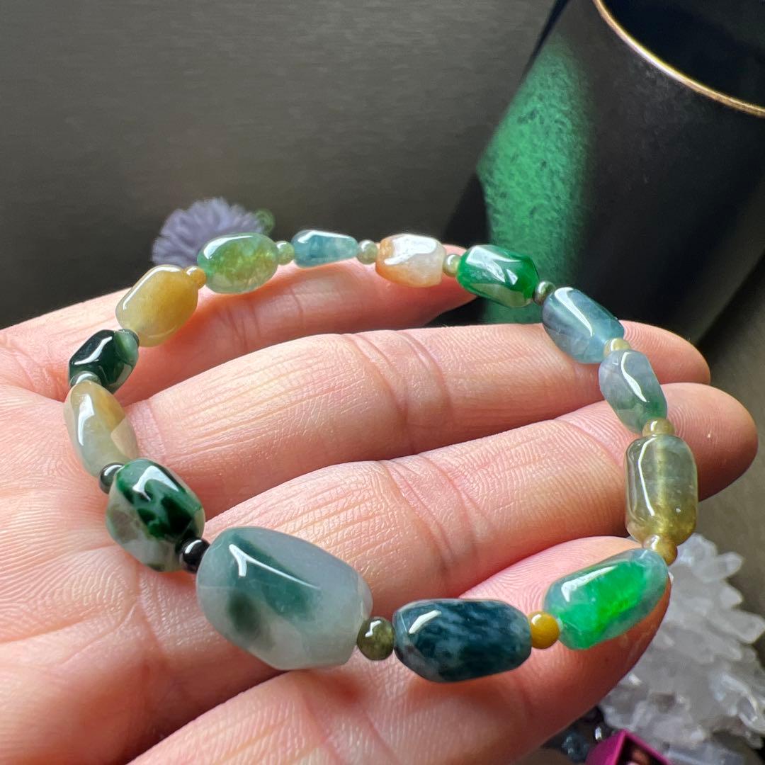 本翡翠、純天然A貨原石ブレスレット