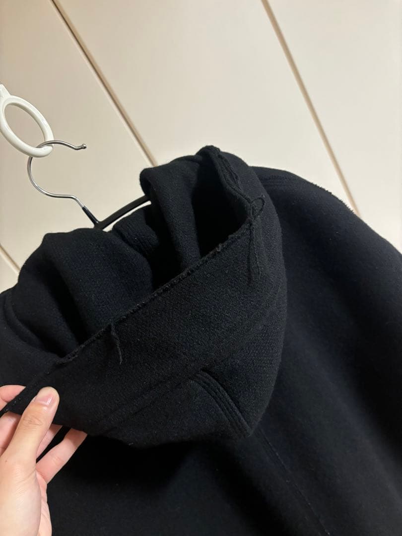 も*=様 y's ブラックダッフルコート ダメージ加工