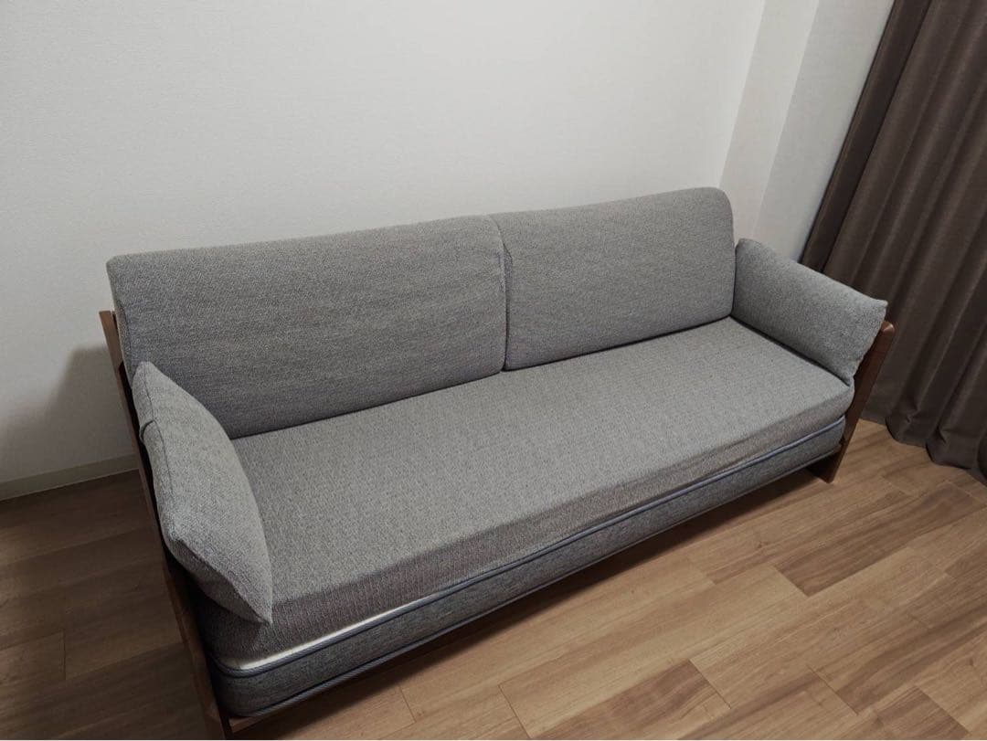 ソファーベッド　3way ニトリ　グレー×ウォルナット