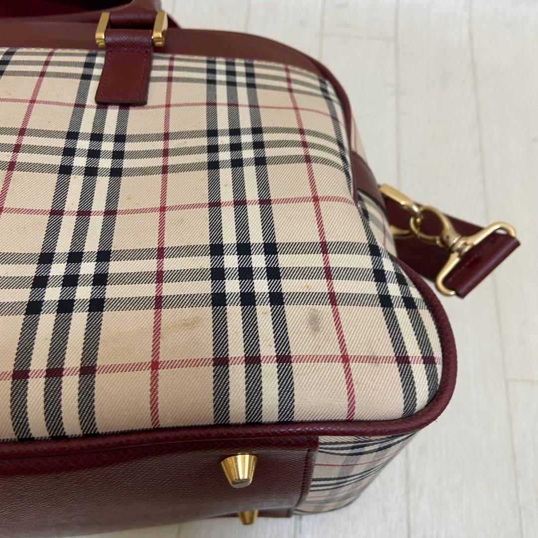【鑑定済み】BURBERRY バーバリー ボストンバッグ ノバチェック 大容量