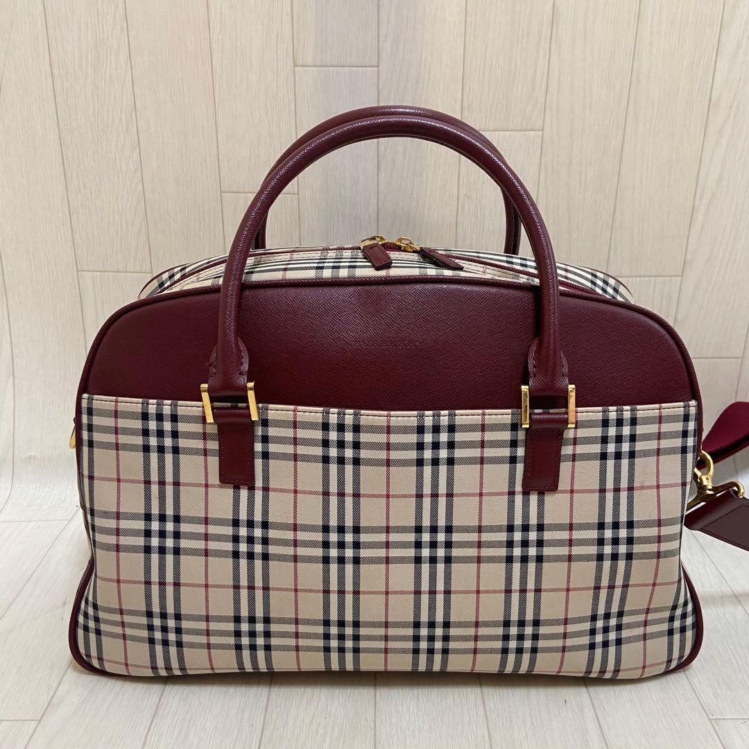 【鑑定済み】BURBERRY バーバリー ボストンバッグ ノバチェック 大容量