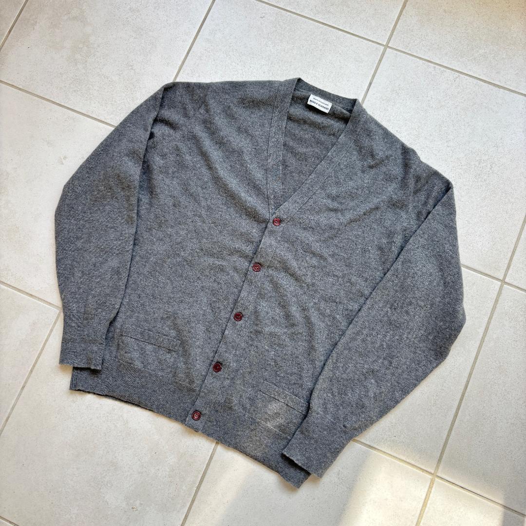 70s スコットランド製カシミアカーディガン ごま塩グレー Ballantyne