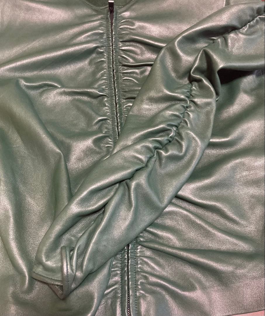 GUCCI ダークグリーン レザージャケット 38 ★匿名配送★