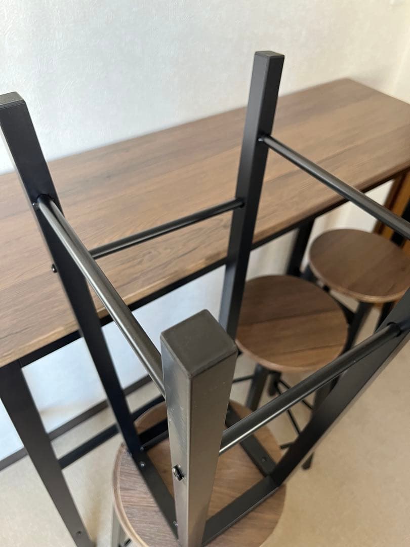 【わたし 】SoBuyカウンターテーブル＆スツール5点セット 木目調