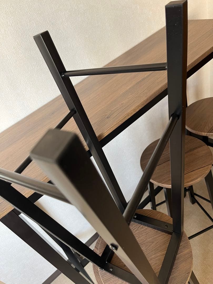 【わたし 】SoBuyカウンターテーブル＆スツール5点セット 木目調