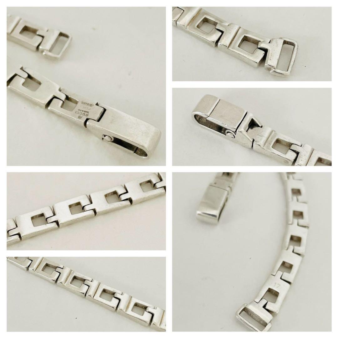 極美品☆グッチ バングル Gモチーフ チェーンシルバー925 Gロゴ 刻印17