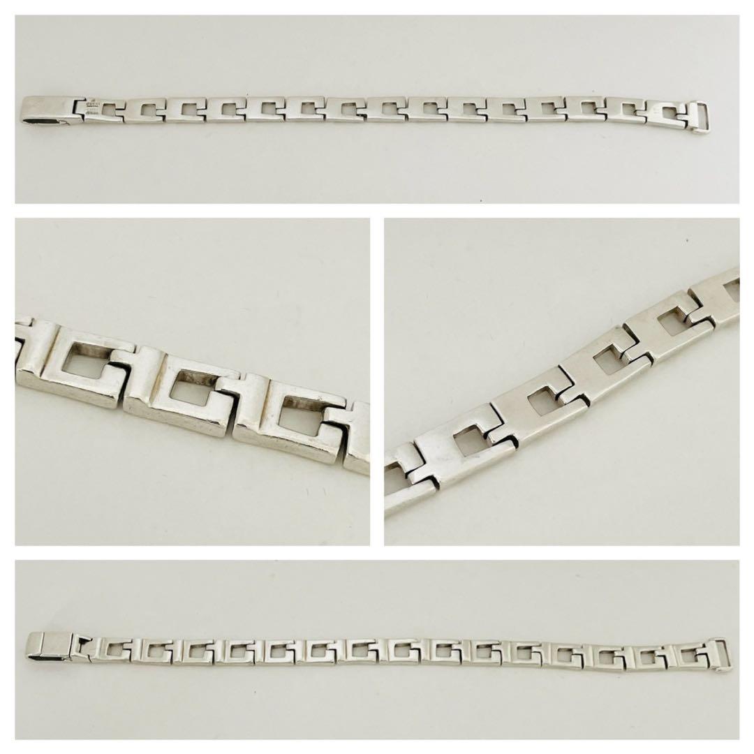 極美品☆グッチ バングル Gモチーフ チェーンシルバー925 Gロゴ 刻印17