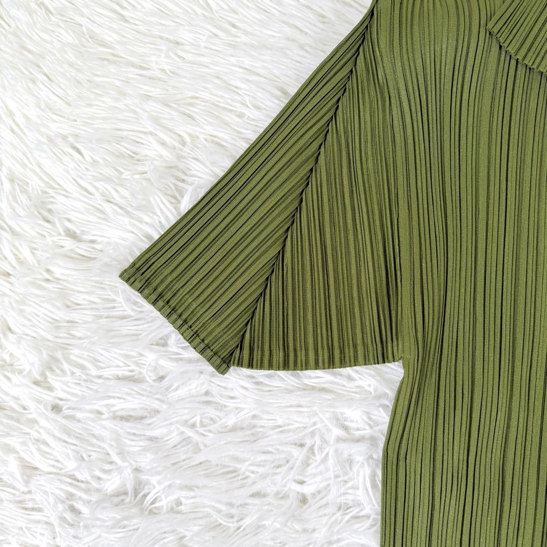 美品✨ プリーツプリーズ 半袖 ブラウス シャツ グリーン サイズ3