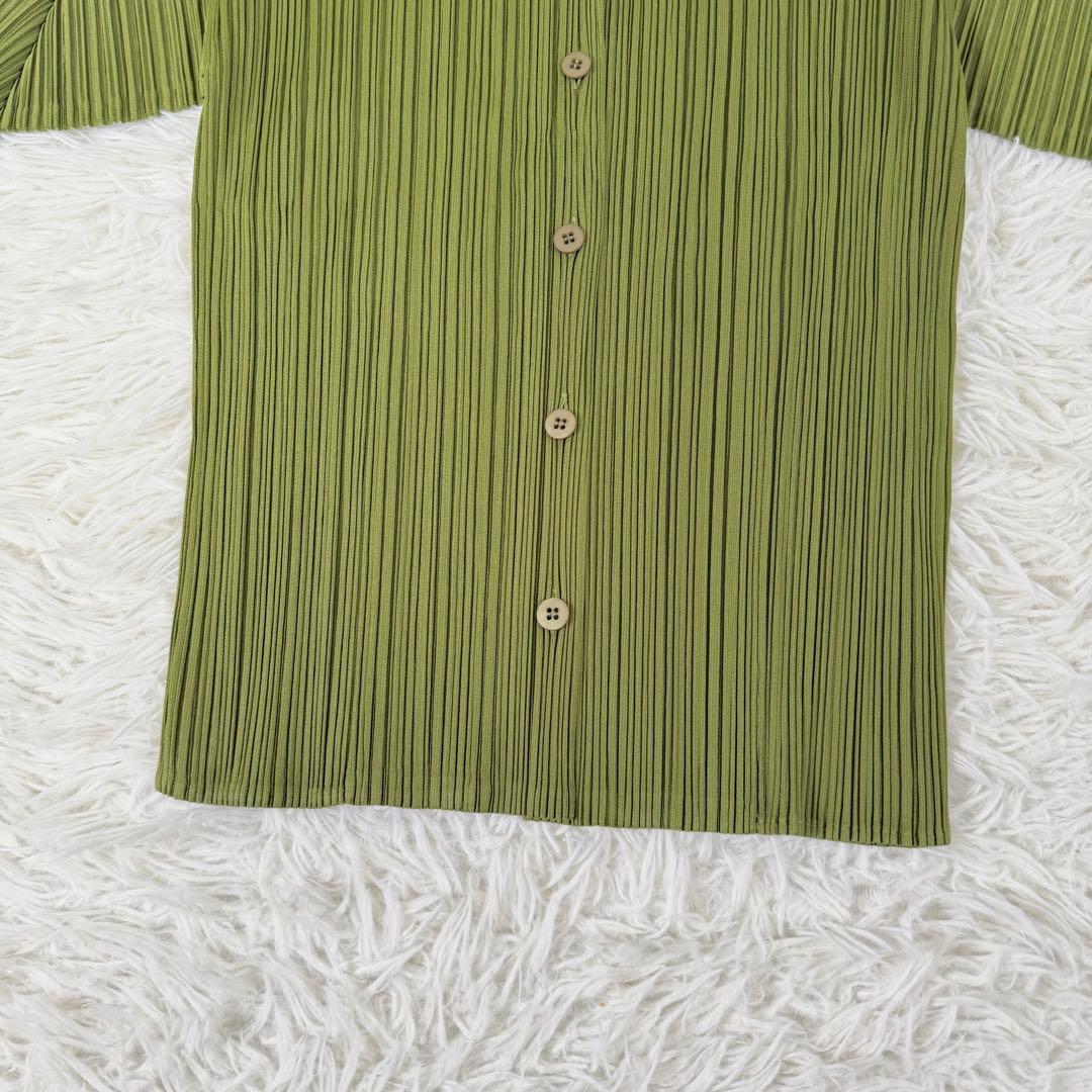 美品✨ プリーツプリーズ 半袖 ブラウス シャツ グリーン サイズ3