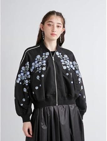 ✨タグ付き✨ ファーファー　フラワー刺繍スカジャン ブラック