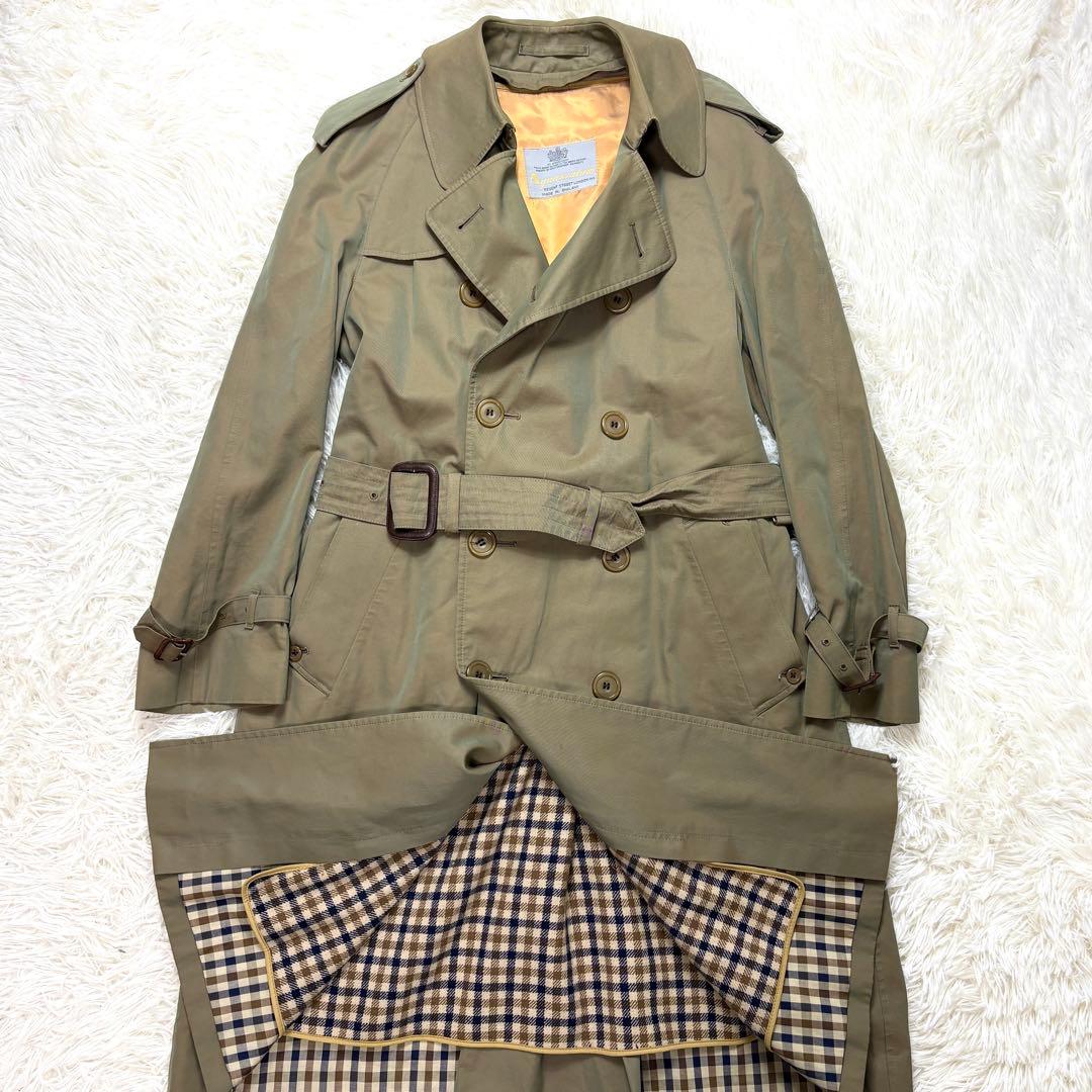 【英国製】アクアスキュータム トレンチコート ギャバジン 玉虫色 ライナー付き