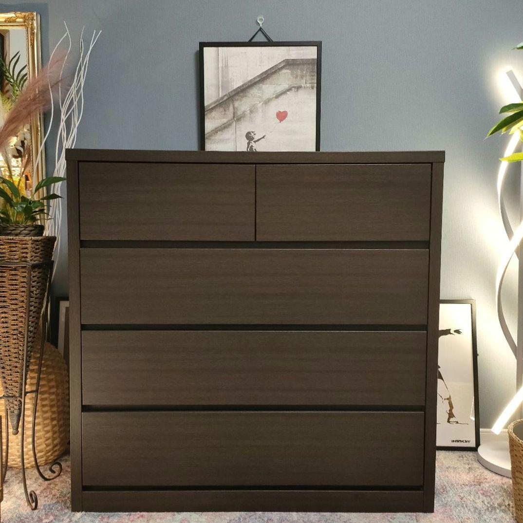 【廃盤モデル】ニトリ ミドルチェスト キューブ100-4 DBR ダークブラウン