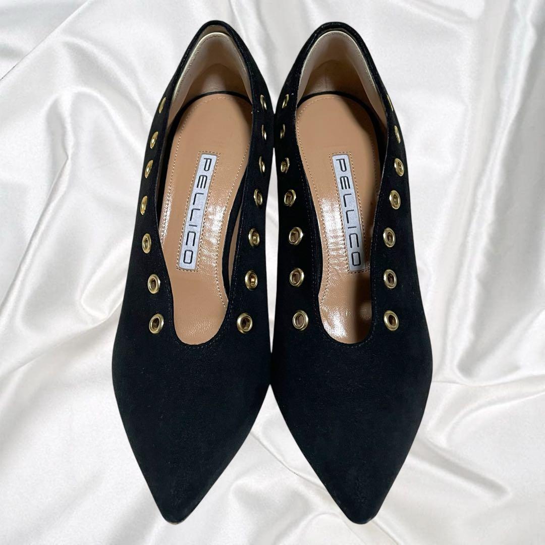 【PELLICO】美品ペリーコ ポインテッド ゴールド金具 アイレット ブーティ