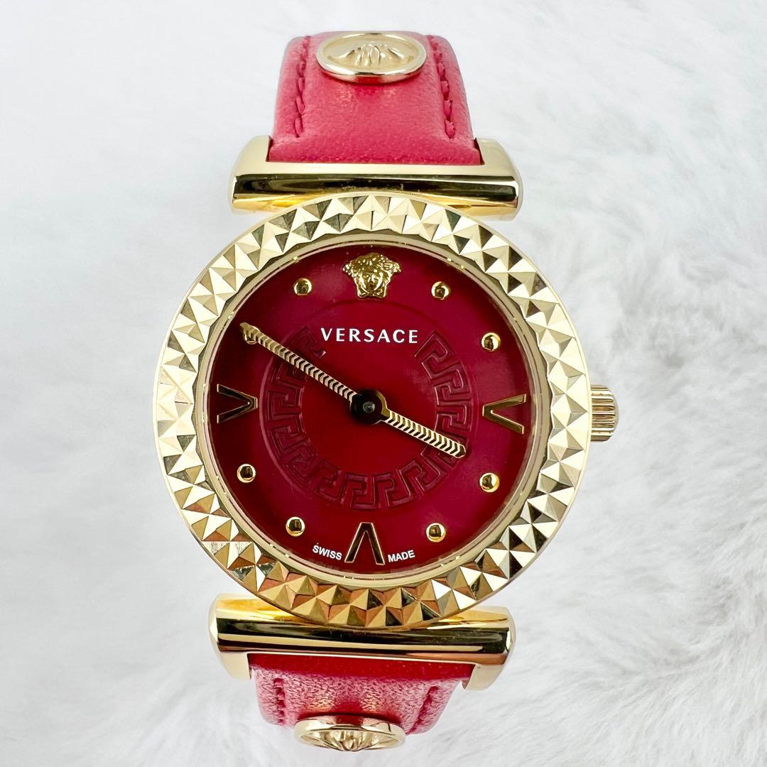 美品✨VERSACE ミニバニティ 腕時計 レッド×ゴールド メデューサ