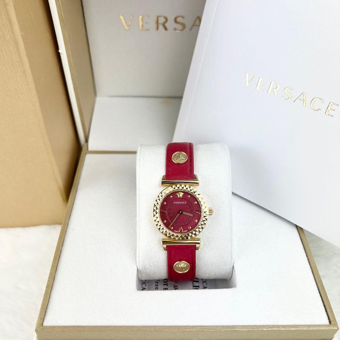 美品✨VERSACE ミニバニティ 腕時計 レッド×ゴールド メデューサ