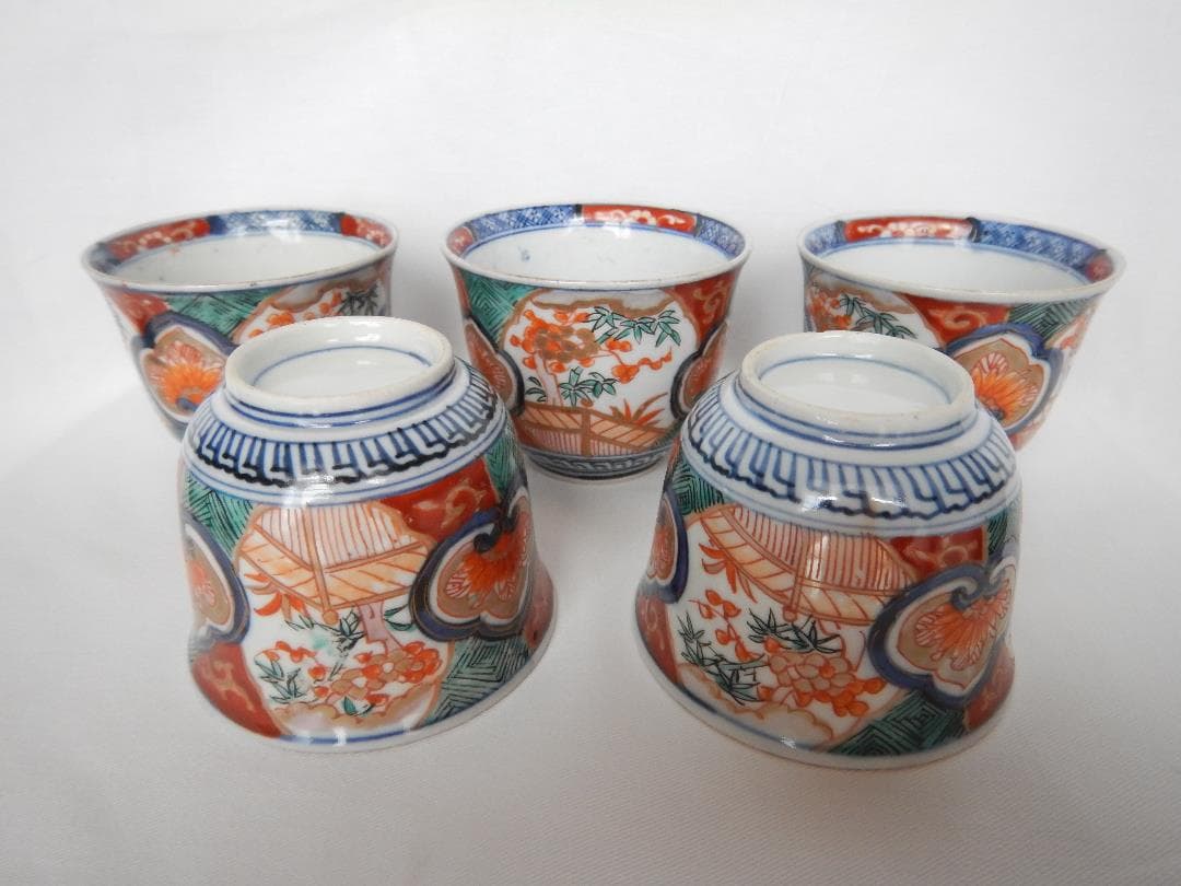古伊万里色絵向付5客セット　明治