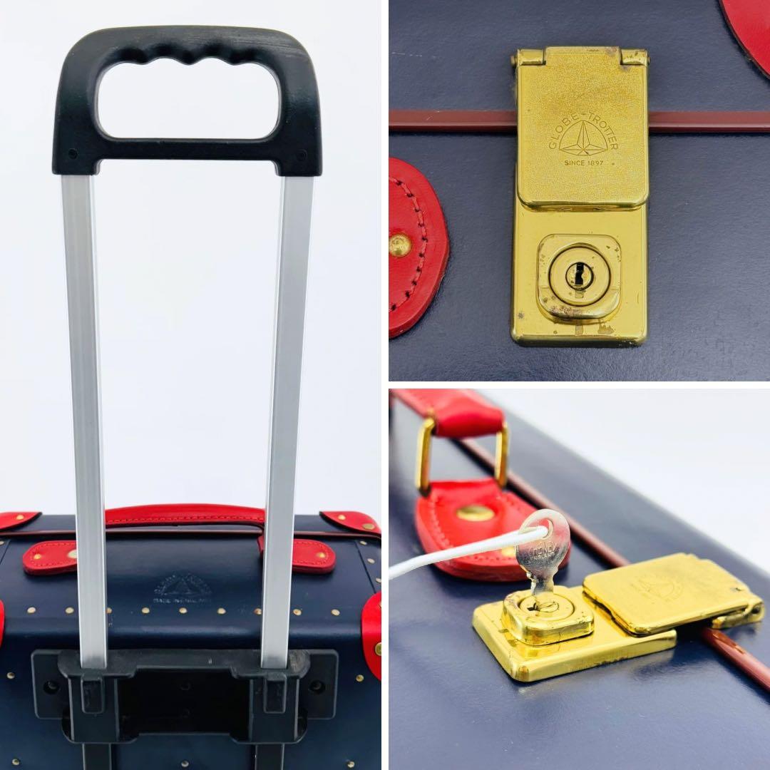 美品 グローブトロッター 18インチ 機内持ち込み キャリーオン ネイビー×赤