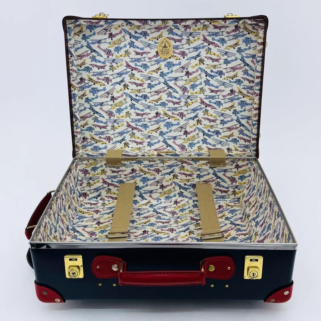 美品 グローブトロッター 18インチ 機内持ち込み キャリーオン ネイビー×赤