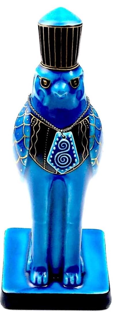 新品　幸兵衛窯 青釉オーナメント ホルス 古代エジプトの神　タカの置物