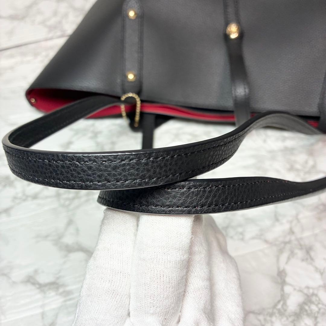 美品　コーチ 大容量 トートバッグ 本革 レザー 黒 ターンロック　マーケット