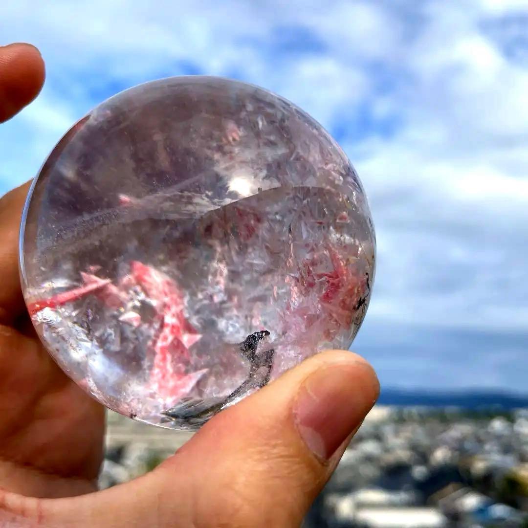 超激レア❗️❗️クォーツイン　ロードクロサイト　インカローズ　天然石　丸玉　水晶