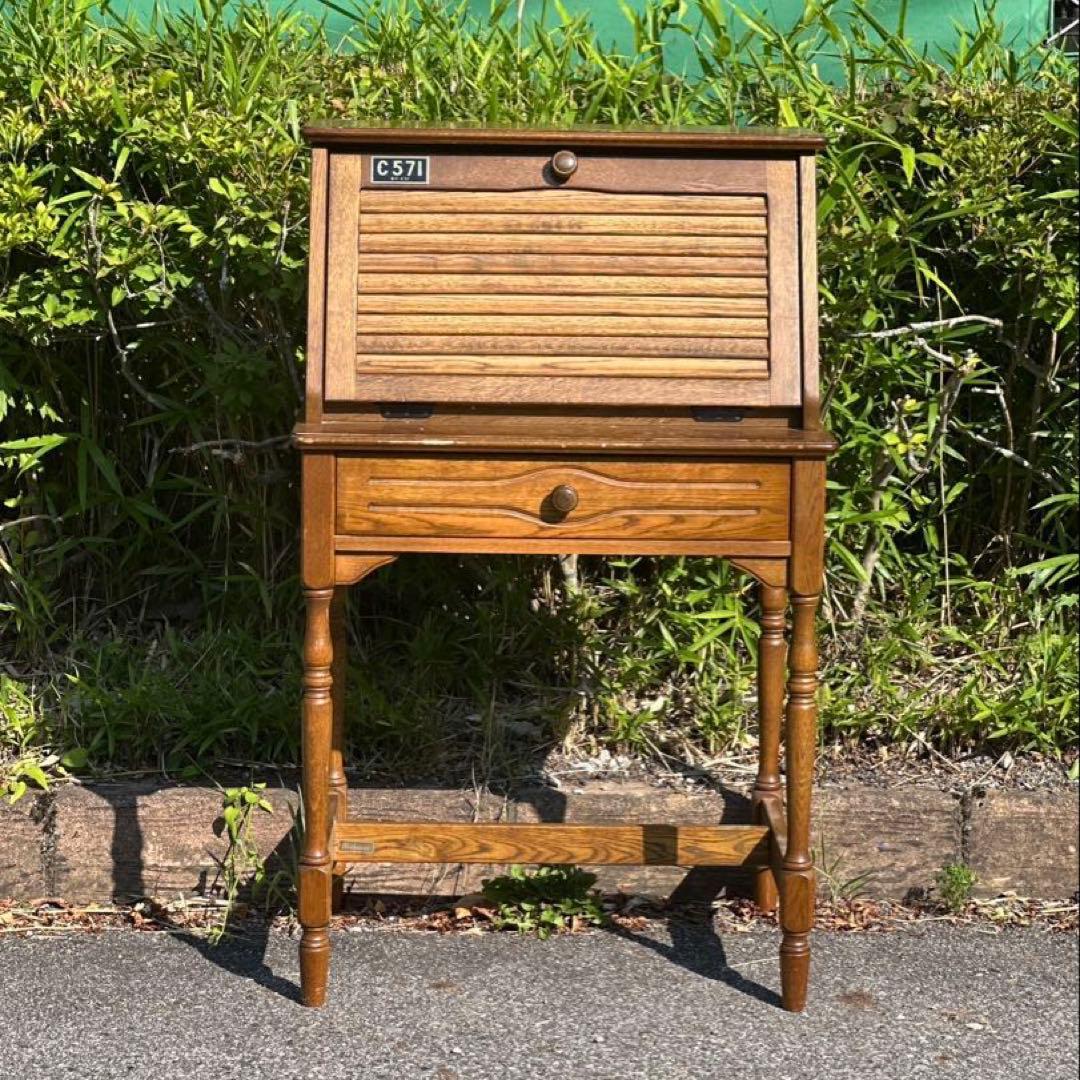 昭和レトロ　ビューロー　デスク　引き出し付　鉄道プレート　C571