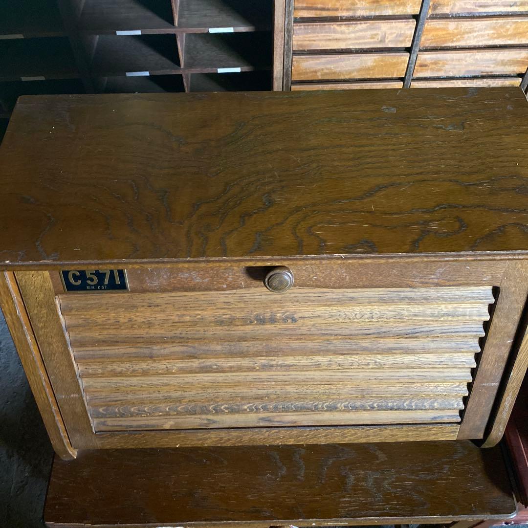 昭和レトロ　ビューロー　デスク　引き出し付　鉄道プレート　C571