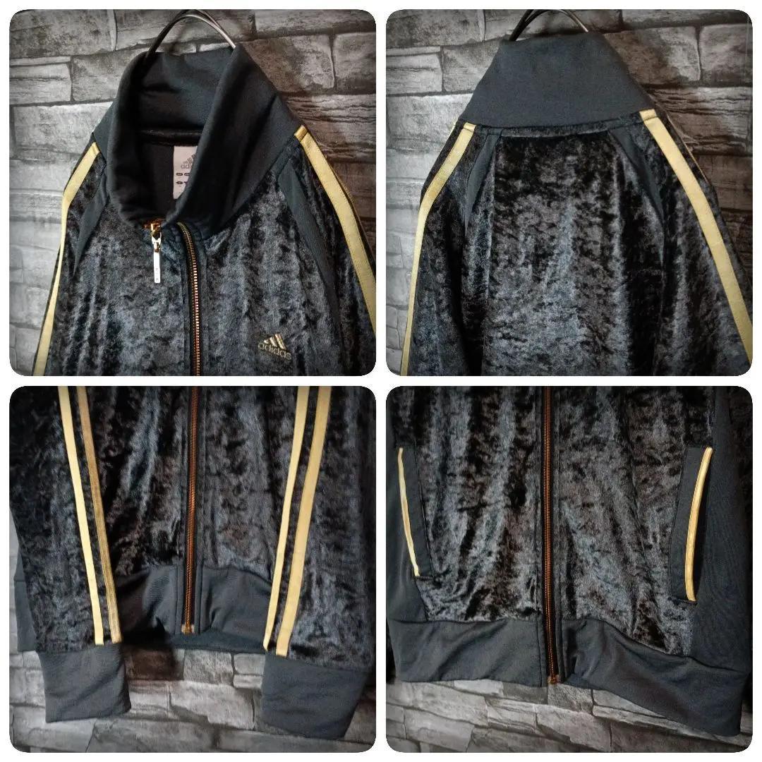 00ｓ☆アディダスベロアジャージ 刺繍ロゴ ハイネック ゴージャス 万国旗タグ