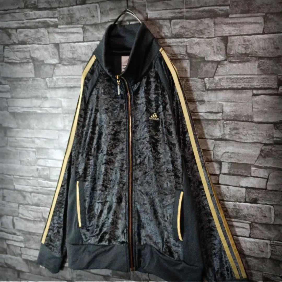 00ｓ☆アディダスベロアジャージ 刺繍ロゴ ハイネック ゴージャス 万国旗タグ