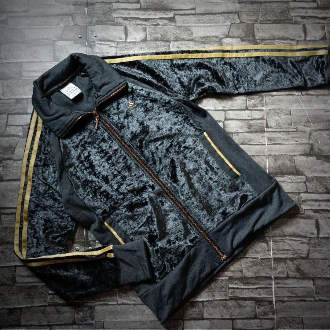 00ｓ☆アディダスベロアジャージ 刺繍ロゴ ハイネック ゴージャス 万国旗タグ